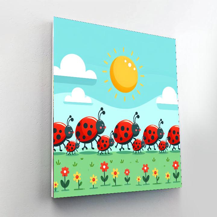 Lively Ladybug Parade Paint By Numbers