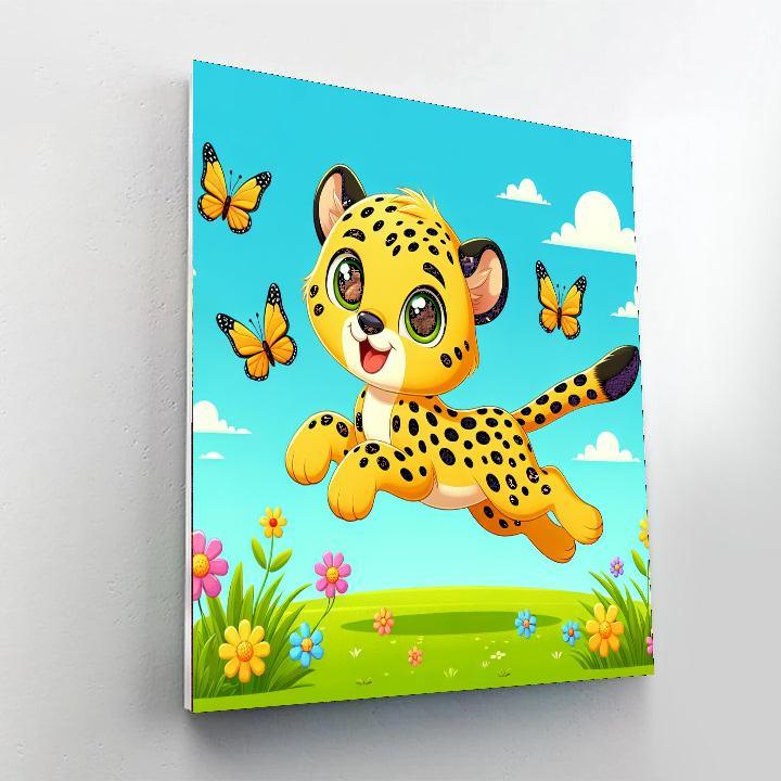 Charming Cheetah Cub Painting Number Kit