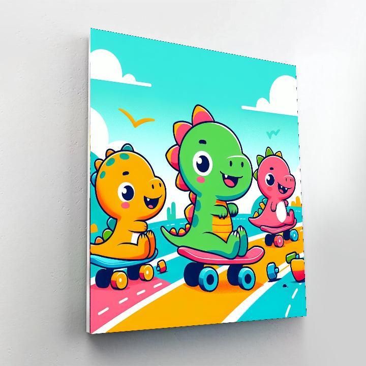 Dinosaurs On Wheels Painting Number Kit
