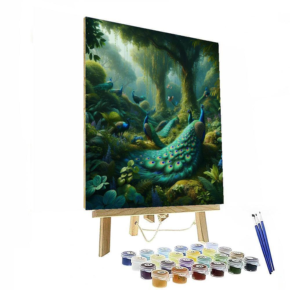 Elegant Peacock Sanctuary Paint By Color