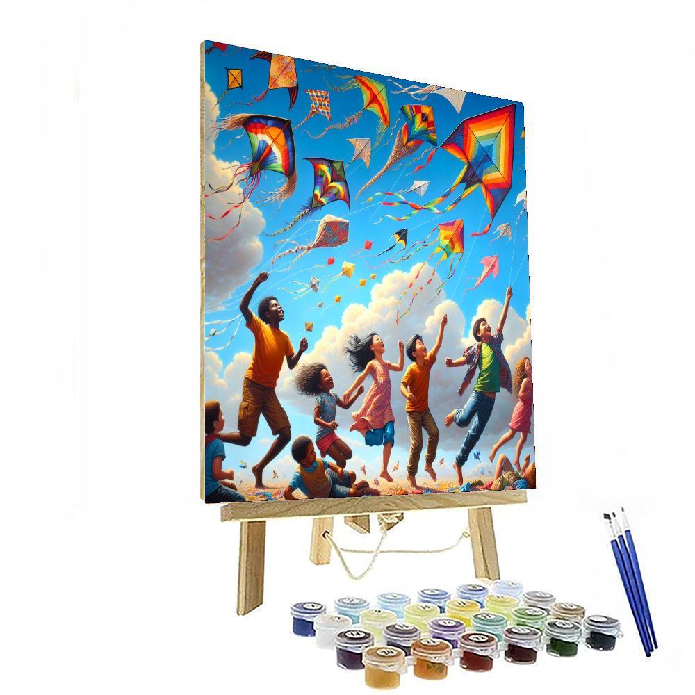 Cheerful Kite Flying Paint By Numbers Kits