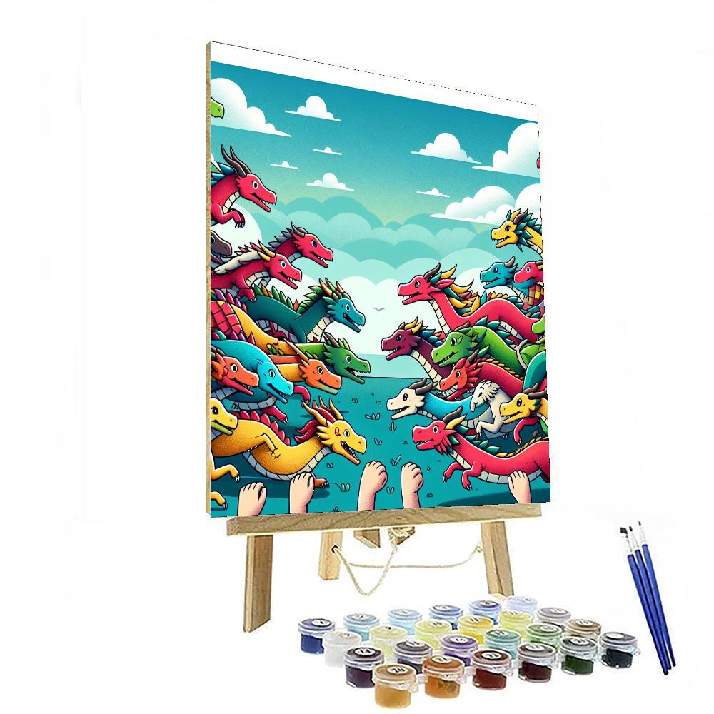 Colorful Dragon Race Painting By Numbers Kit