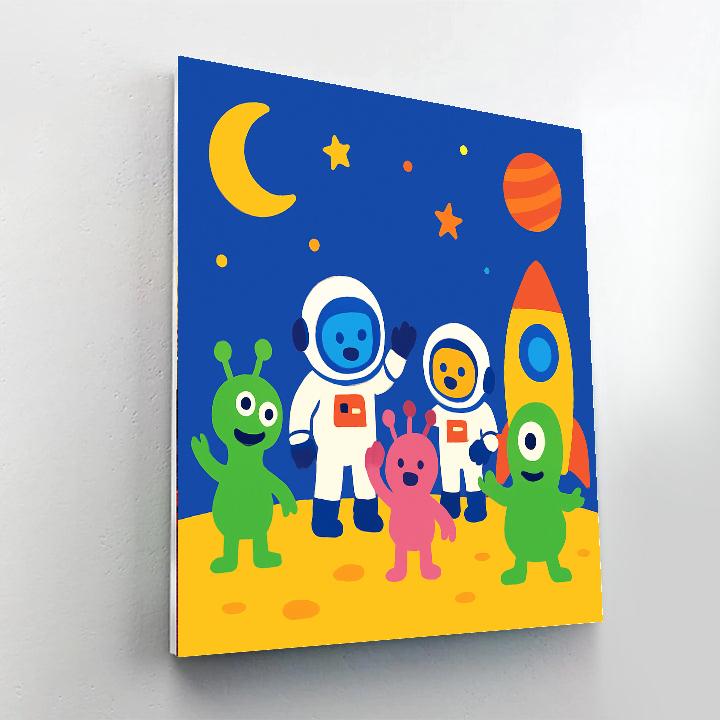 Space Aliens And Astronauts Painting By Numbers Kit
