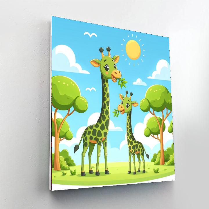 Whimsical Giraffes Paint By Numbers Art