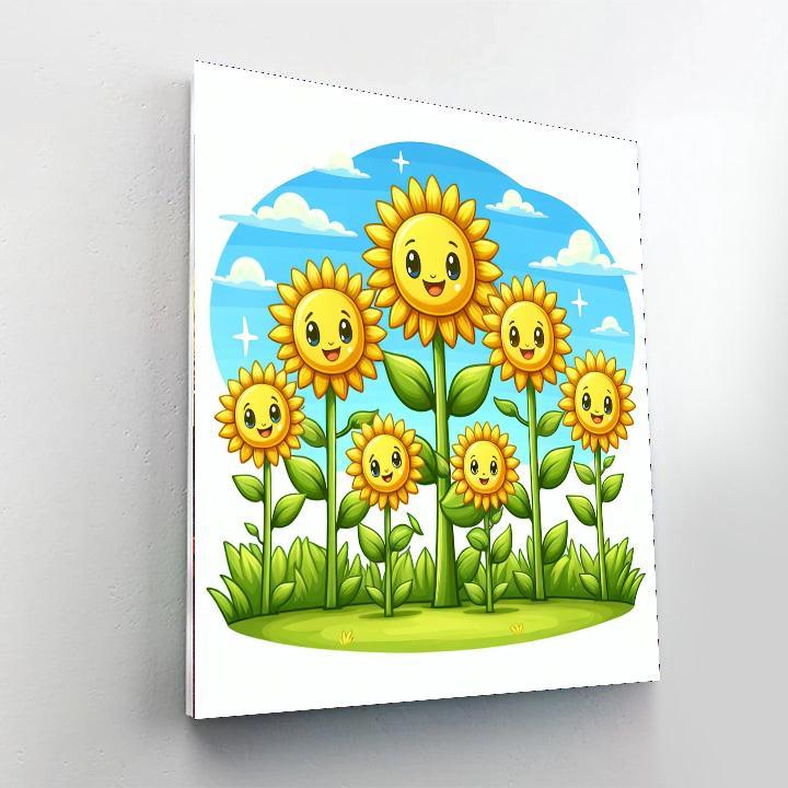 Cheerful Sunflower Family Paint By Numbers Art