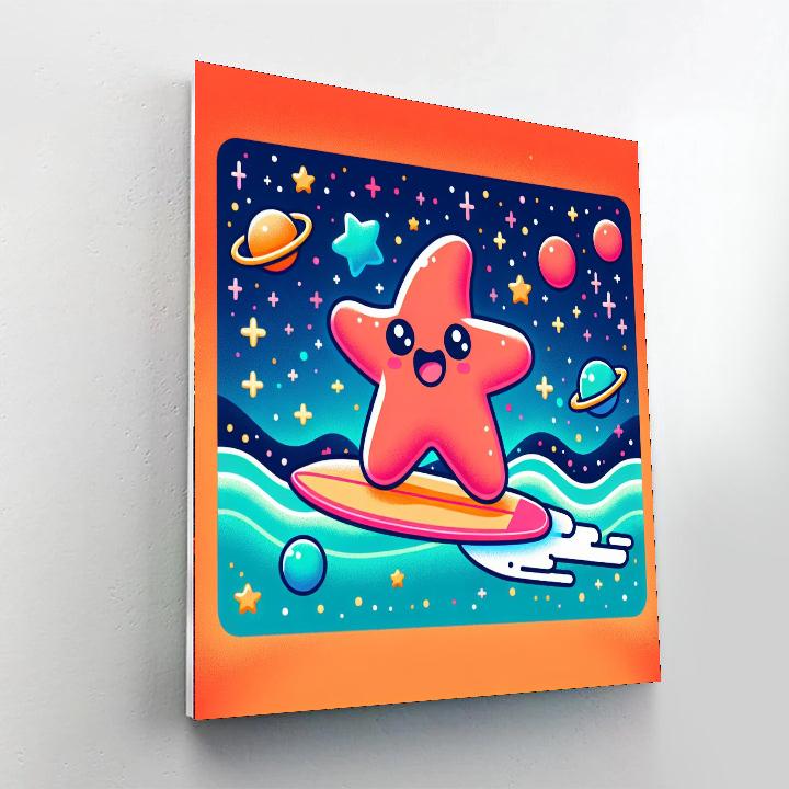 Space Surfer Starfish Number Painting