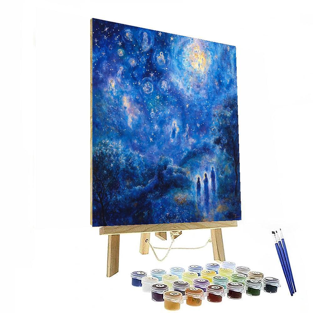 Marc Chagall Inspired Enchanted Celestial Night  Number Painting