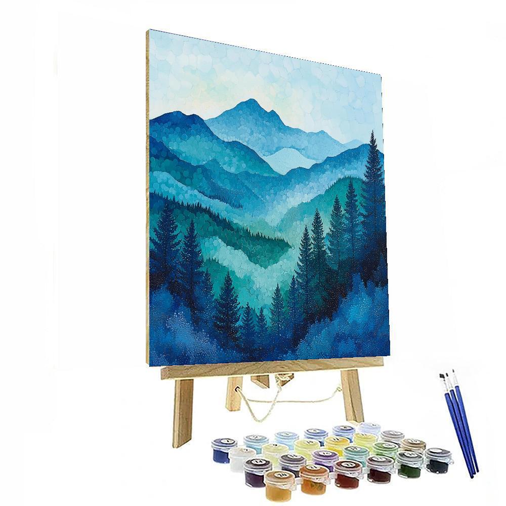 Georges Seurat Inspired Mountain Mist  Paint By Numbers Art