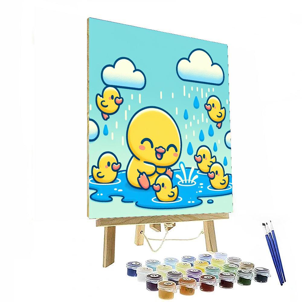 Playful Puddle Ducks Paint By Numbers Art