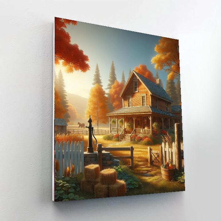 Cozy Farmhouse In Autumn Paint By Numbers Art