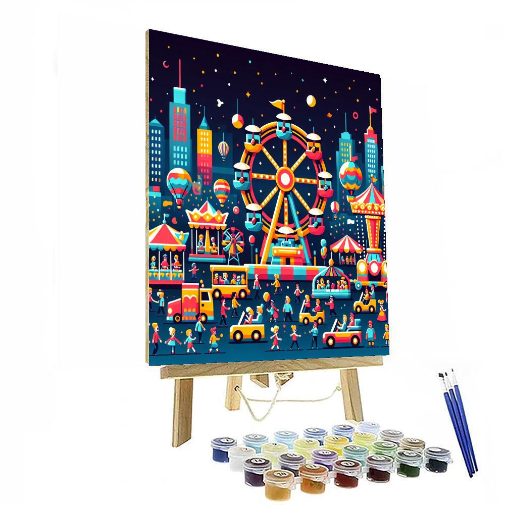 Cheerful Cityscape Carnival Paint By Numbers Art