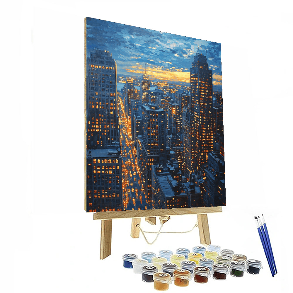Edward Hopper Inspired Metropolitan Twilight Glow  Paint By Color