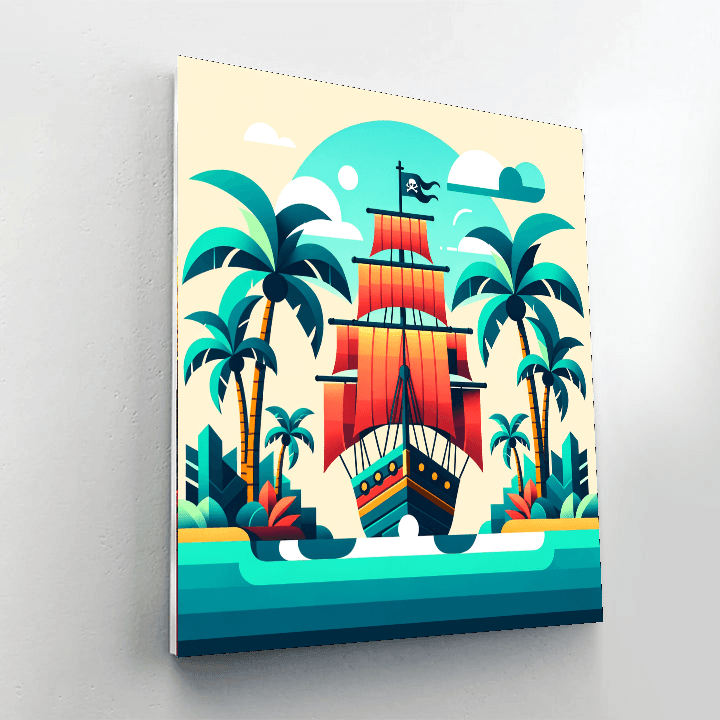 Treasure Island Pirate Ship Paint By Color