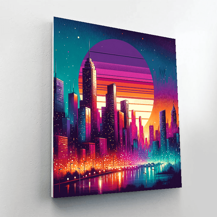 Retro Urban Skyline Paint By Color