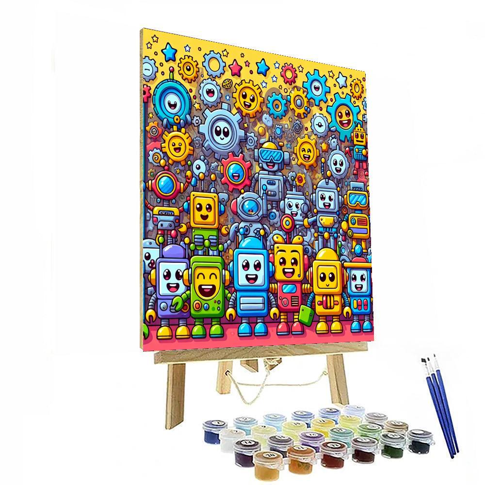 Cute Robot Characters Paint By Numbers
