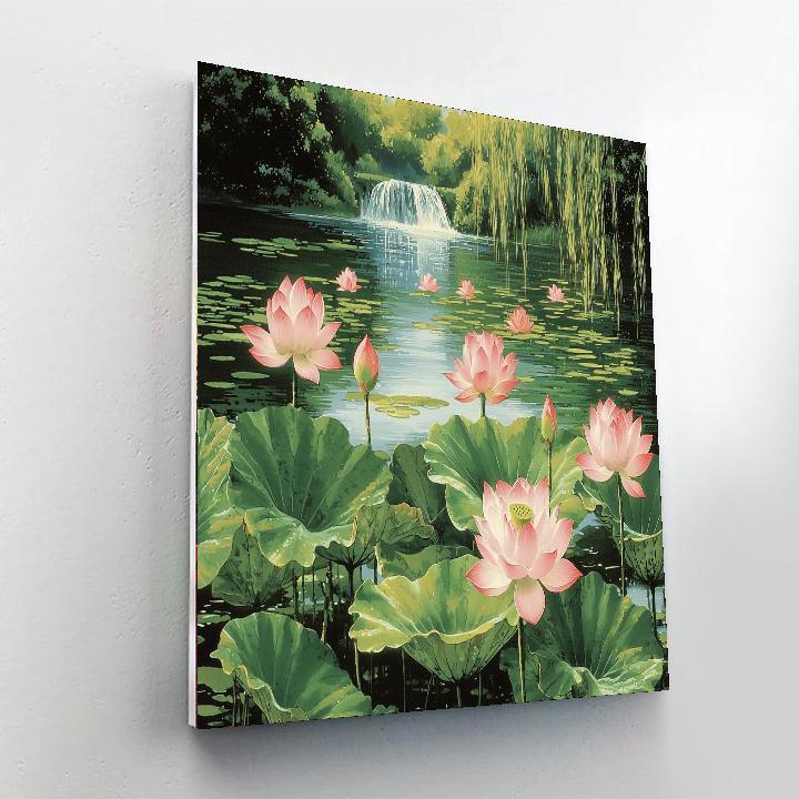 Utagawa Hiroshige Inspired Serenity Of The Lotus Pond  Number Painting