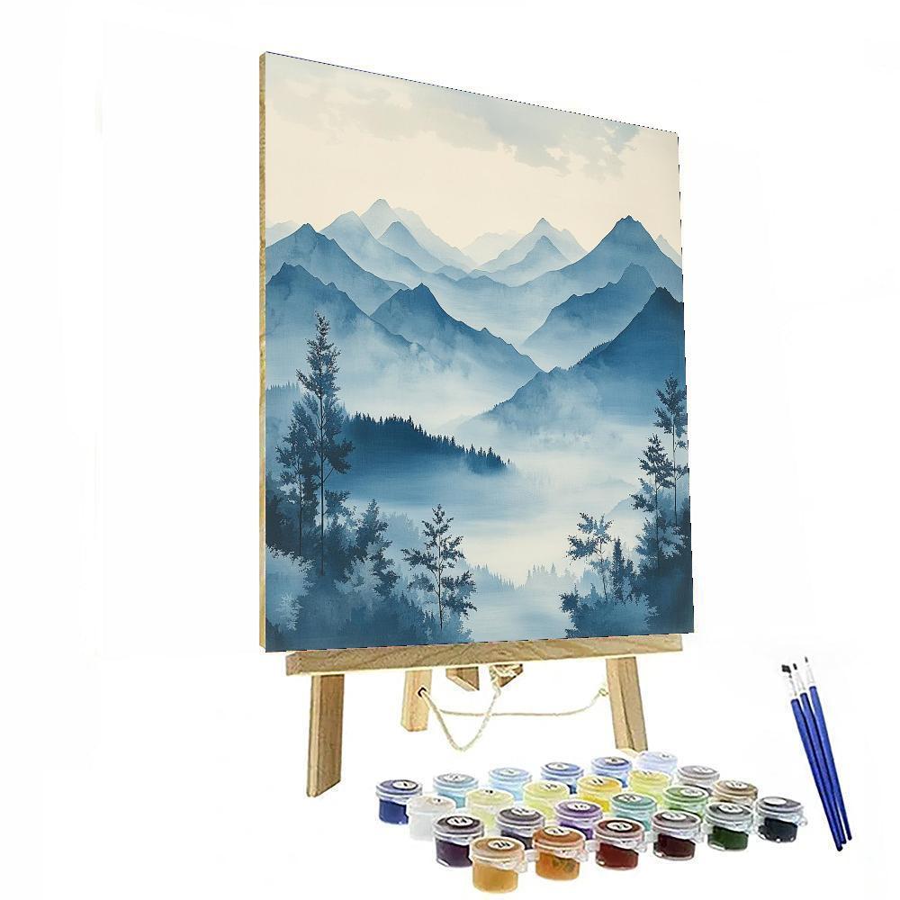 Utagawa Hiroshige Inspired Ethereal Mist Over Mountain Peaks  Painting By Numbers Kit
