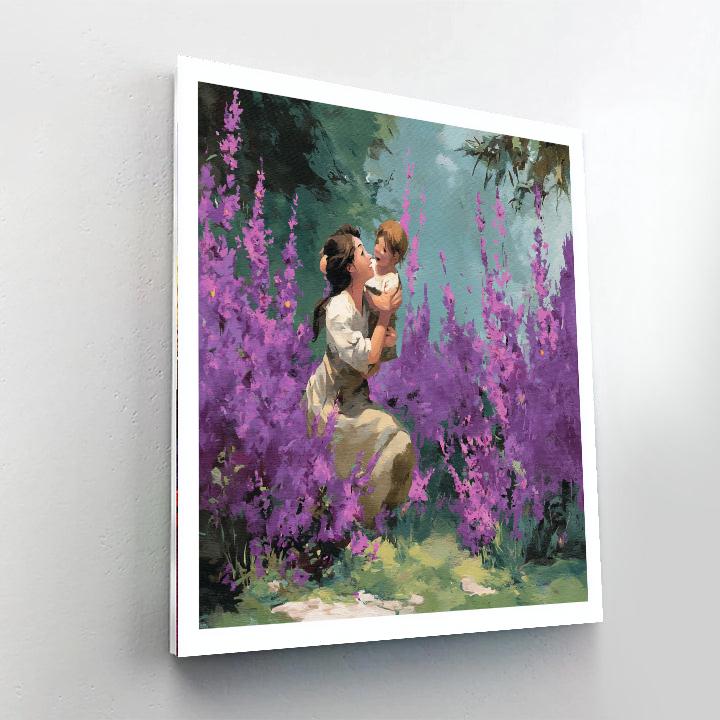 Mother And Child In The Lavender Field Paint By Number