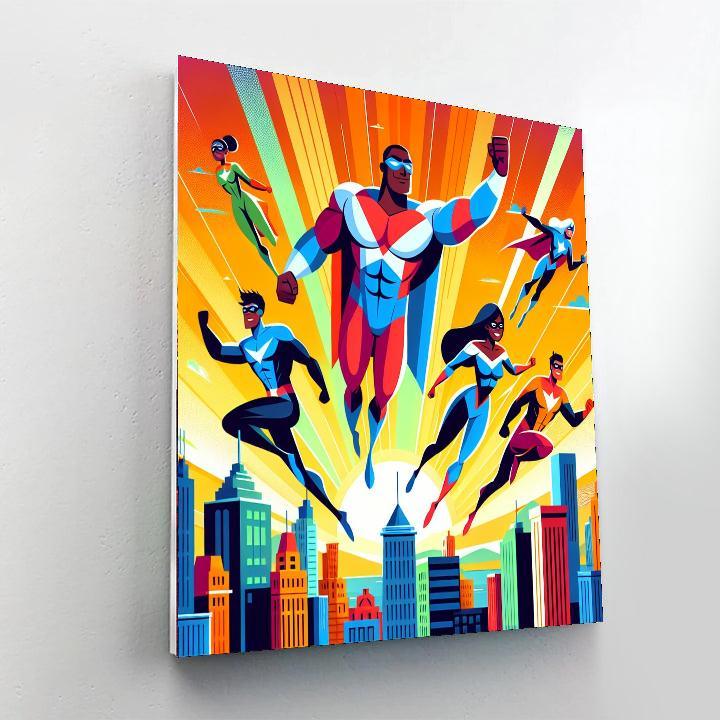 Epic Superhero Adventures Paint By Numbers Art