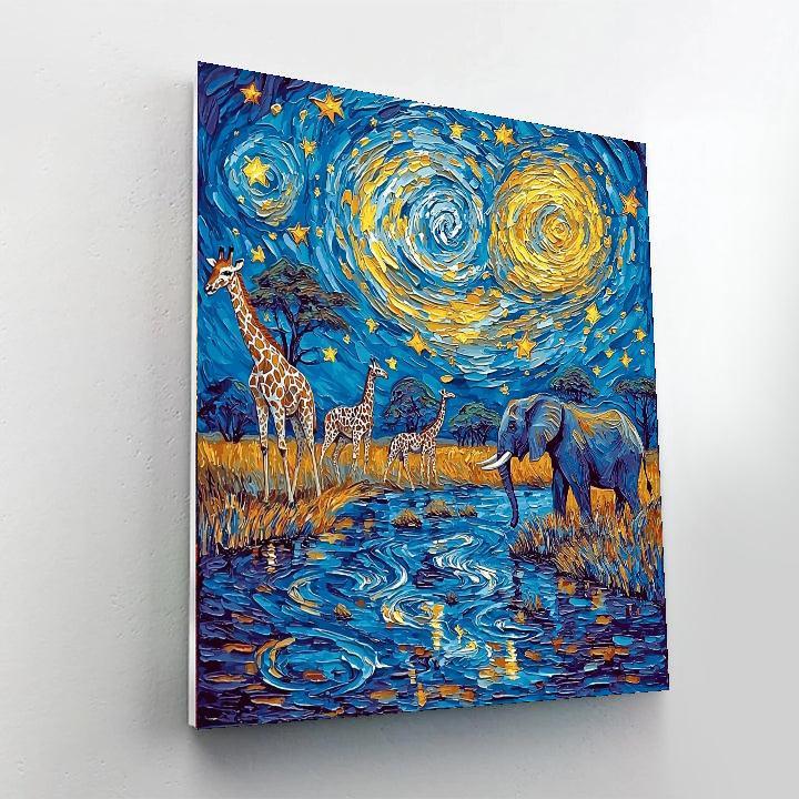 Van Gogh Inspired Starry Safari  Number Painting