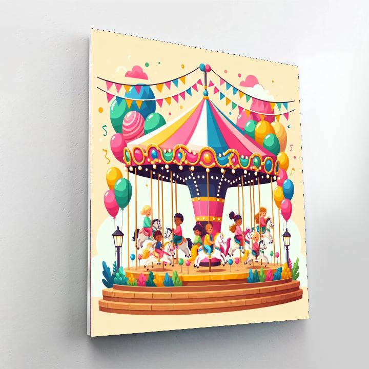 Cheerful Carousel Whirl Painting By Numbers Kit