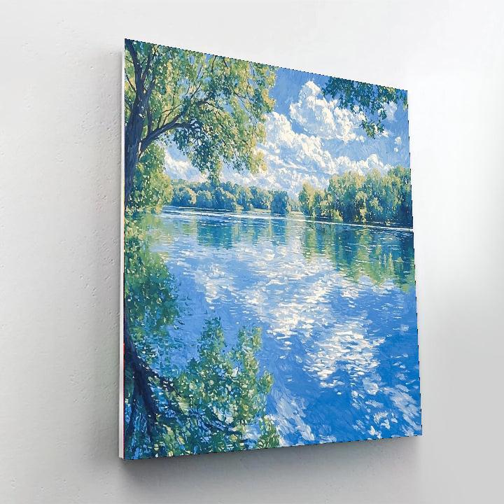 Claude Monet Inspired Shimmering Lake Reflections  Number Painting