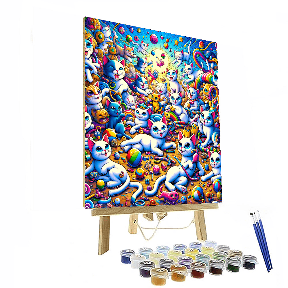 Whimsical Cat Parade Number Painting
