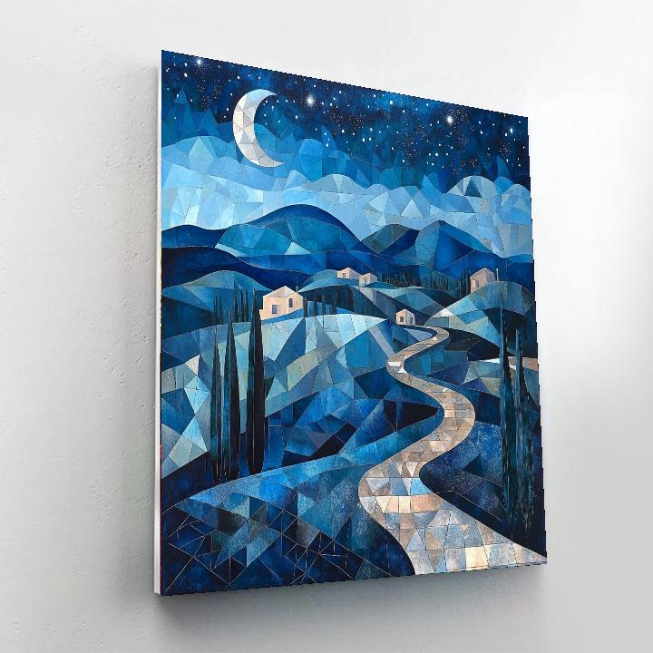 Paul Cézanne Inspired Geometric Moonlit Serenity  Painting By Numbers Kit