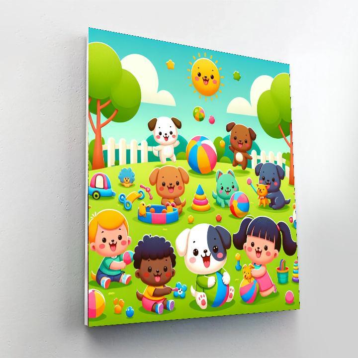 Playful Puppies' Adventure Paint By Numbers Art