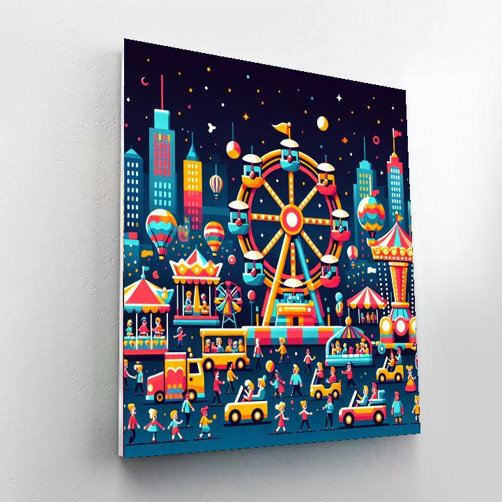 Cheerful Cityscape Carnival Paint By Numbers Art