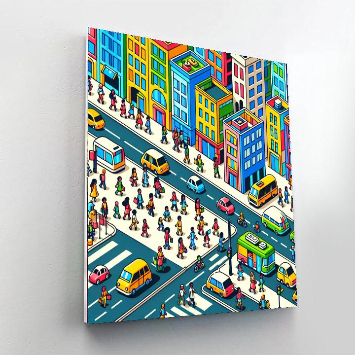 Busy City Streets Paint By Numbers Art