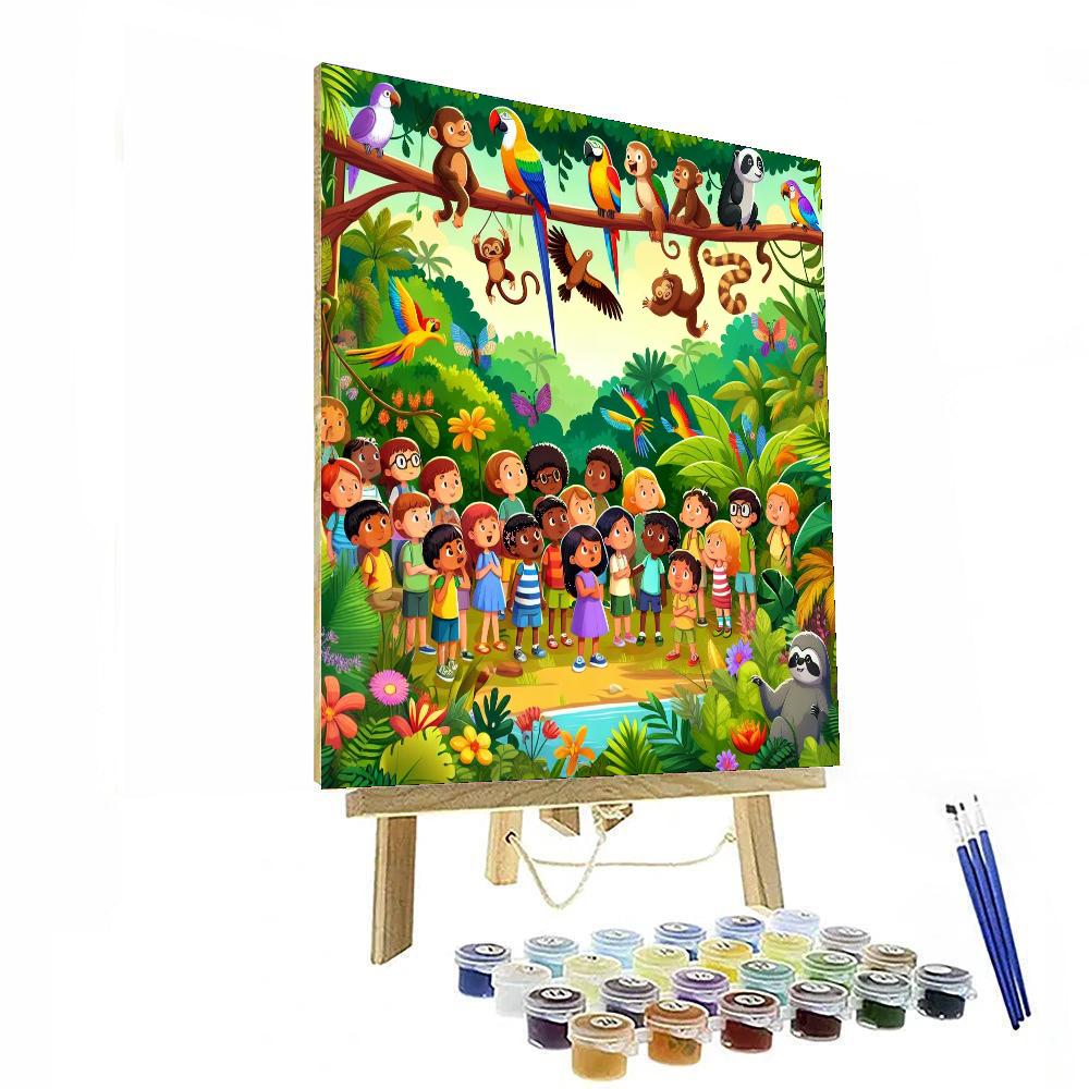 Joyful Rainforest Exploration Painting By Numbers Kit