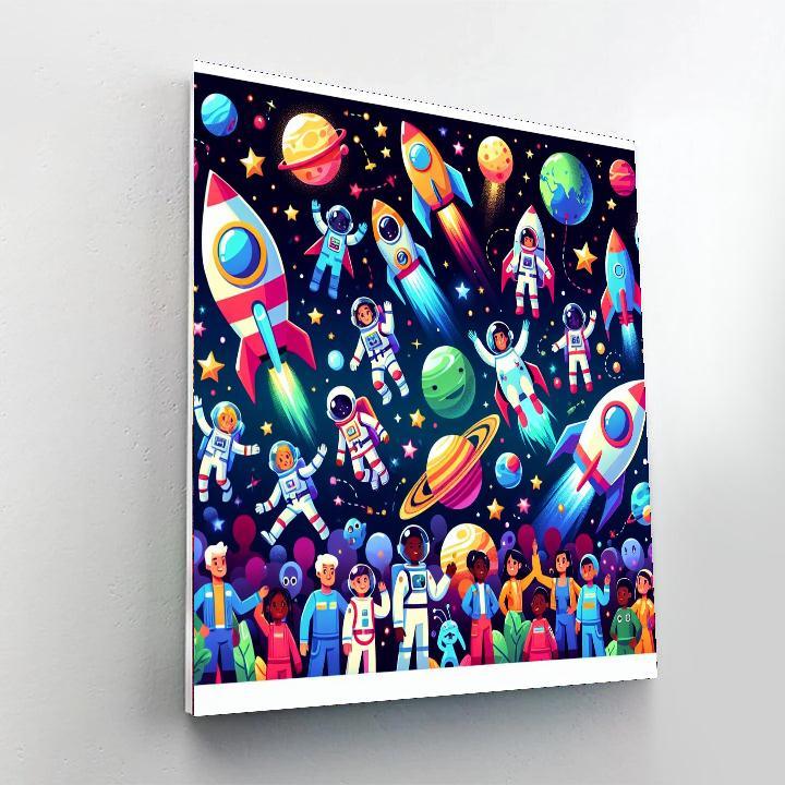 Cheerful Space Adventure Number Painting