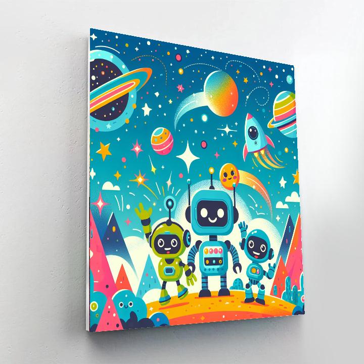 Space Robots Unite Number Painting