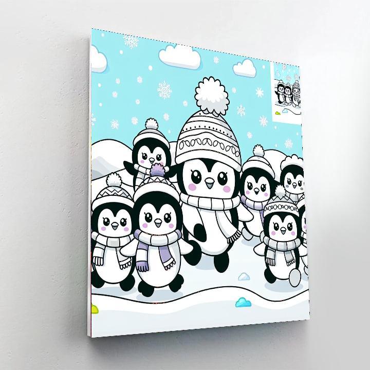 Silly Penguin Parade Paint By Numbers Art