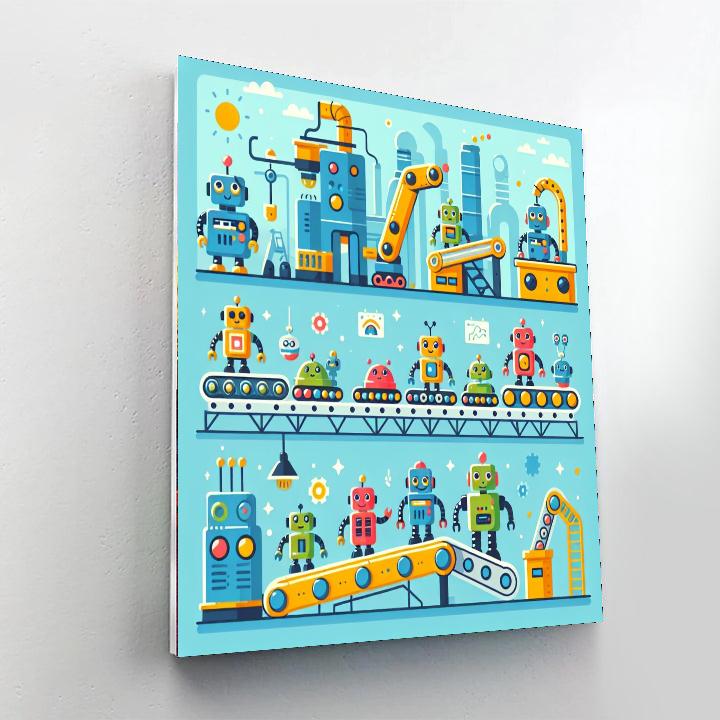 Quirky Robot Factory Painting Number Kit