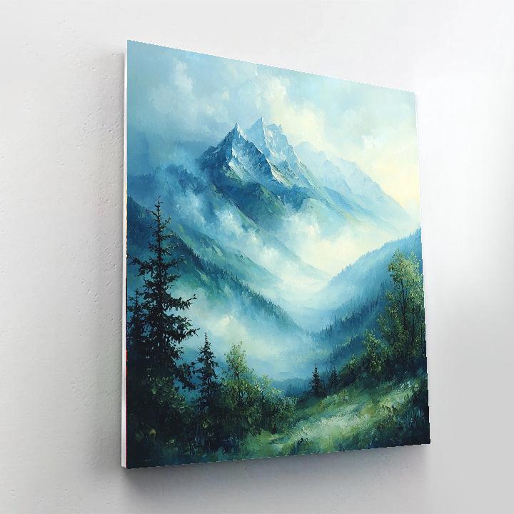 Caspar David Friedrich Inspired Misty Morning In The Mountains  Paint By Numbers Kits