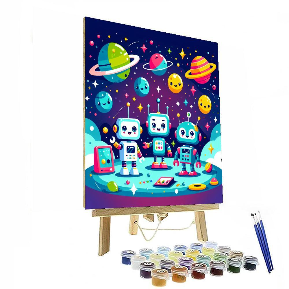 Galactic Adventure With Robots Paint By Numbers Kits
