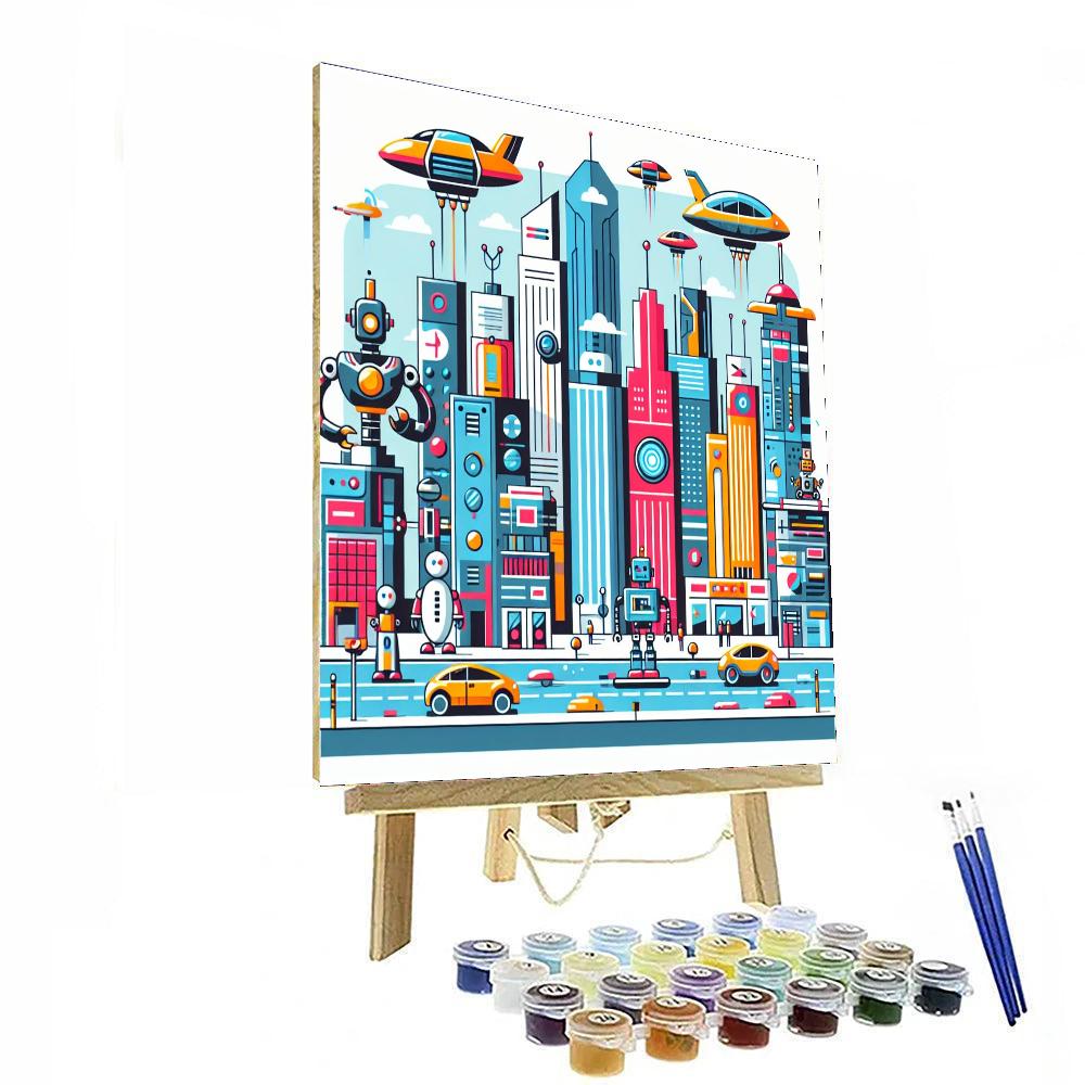 Robo Tech Cityscape Painting Number Kit