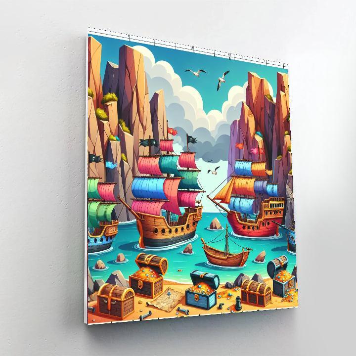 Hidden Treasure In Pirate's Cove Paint By Numbers Art