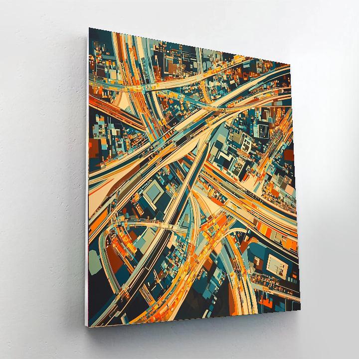 Santiago Calatrava Inspired Aerial Metropolis  Number Painting