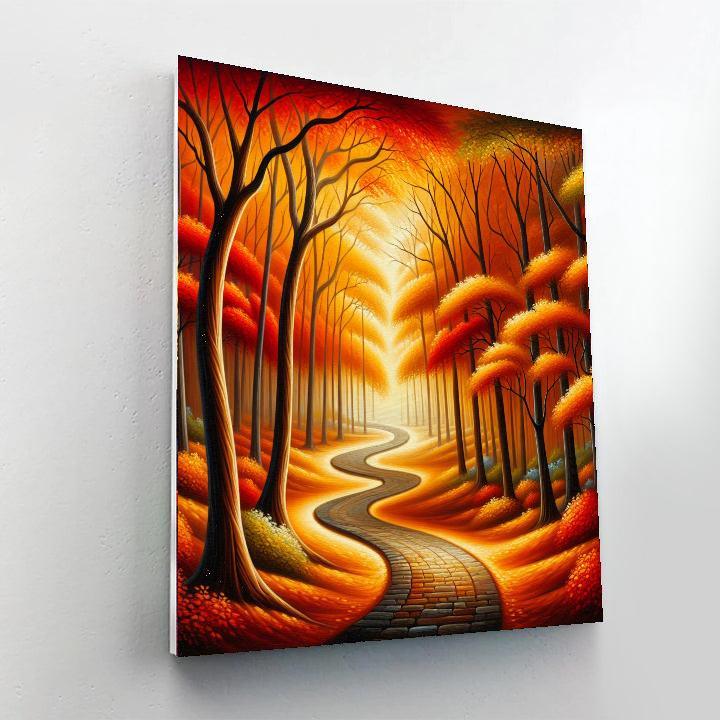 Tranquil Autumn Pathway Number Painting