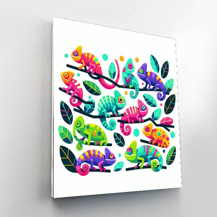 Cheerful Chameleons Paint By Numbers Art