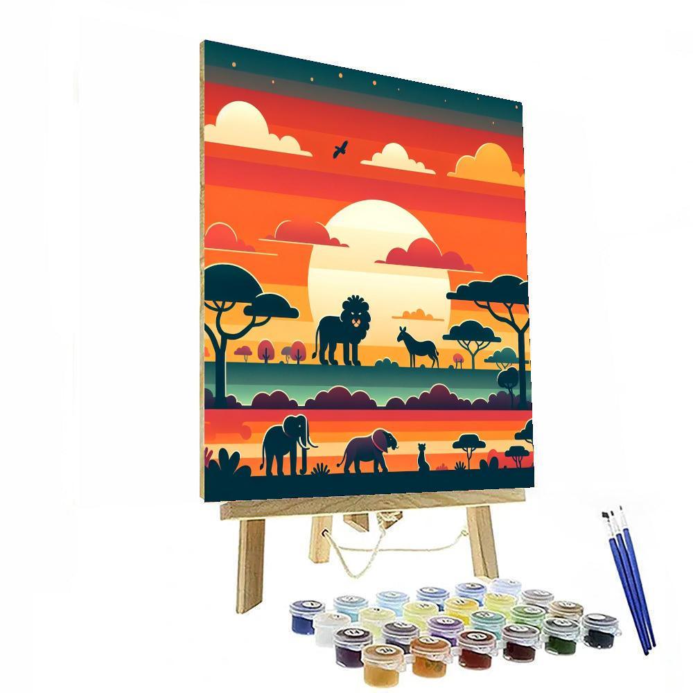 Sunset Safari Surprise Number Painting