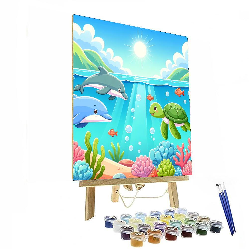 Sunlit Ocean Oasis Painting Number Kit