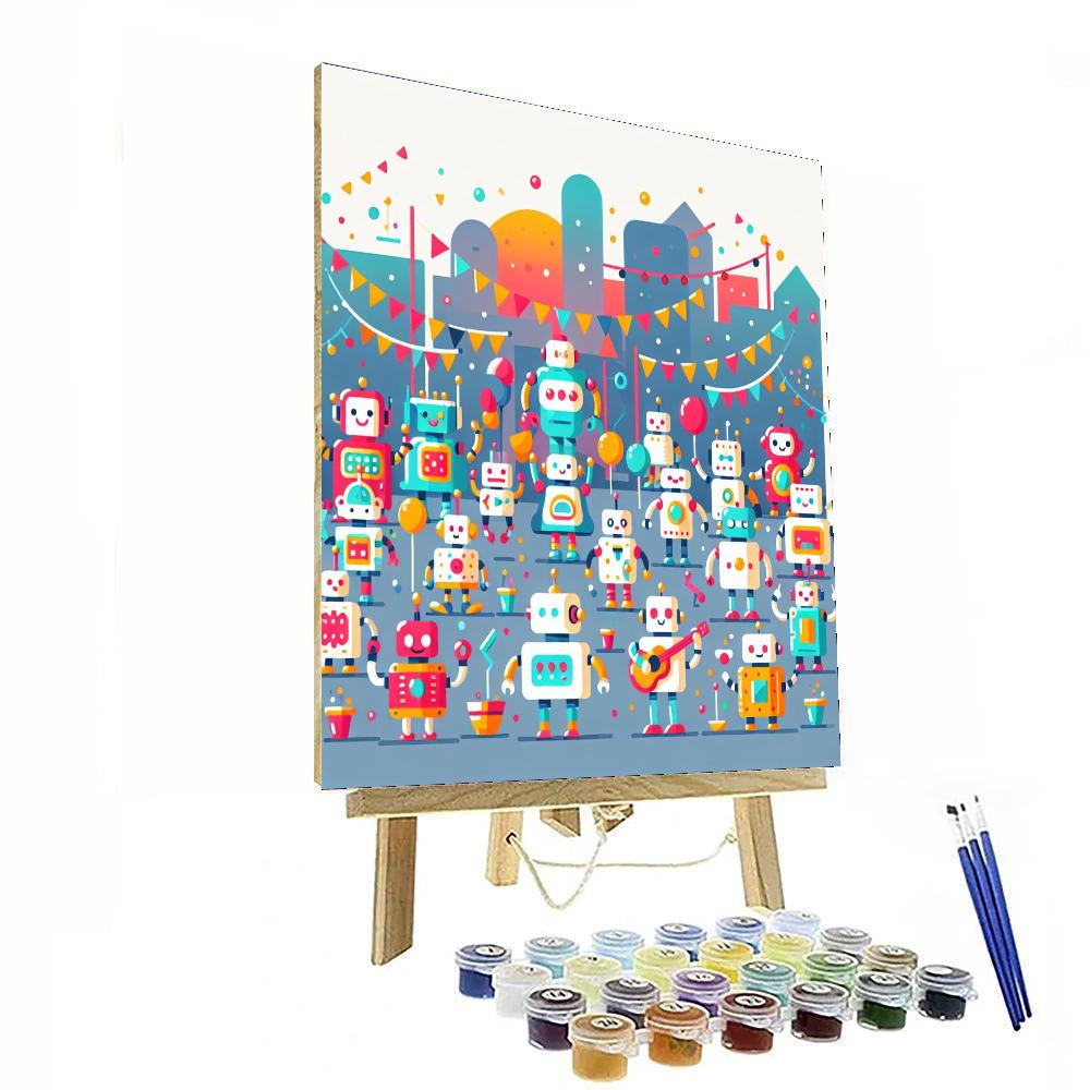 Robot City Festival Paint By Numbers Art