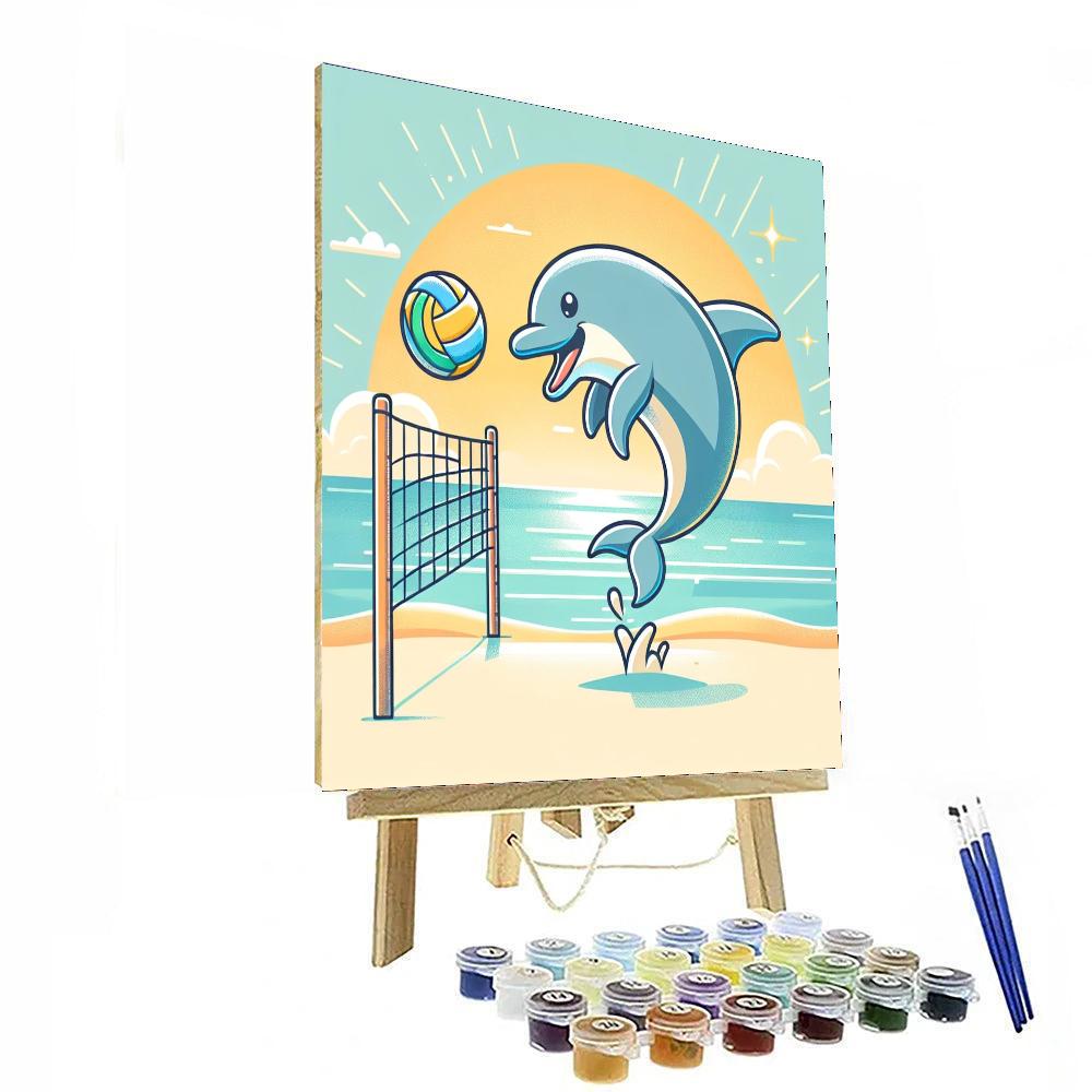 Beach Volleyball Dolphin Number Painting