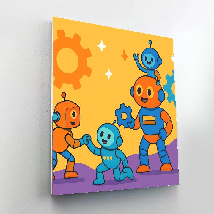 Playful Robot Rescue DIY Paint By Numbers