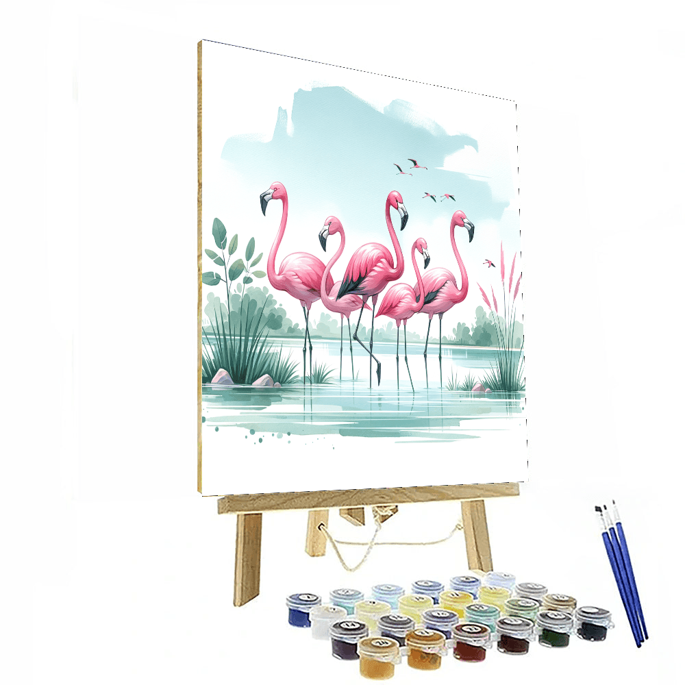 Friendly Flamingo Flock - DIY Painting By Numbers Kit