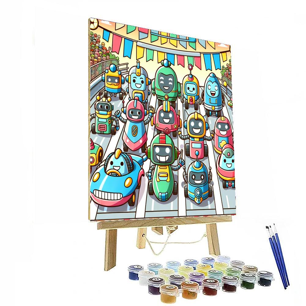 Energetic Robot Race Numbered Painting Kits